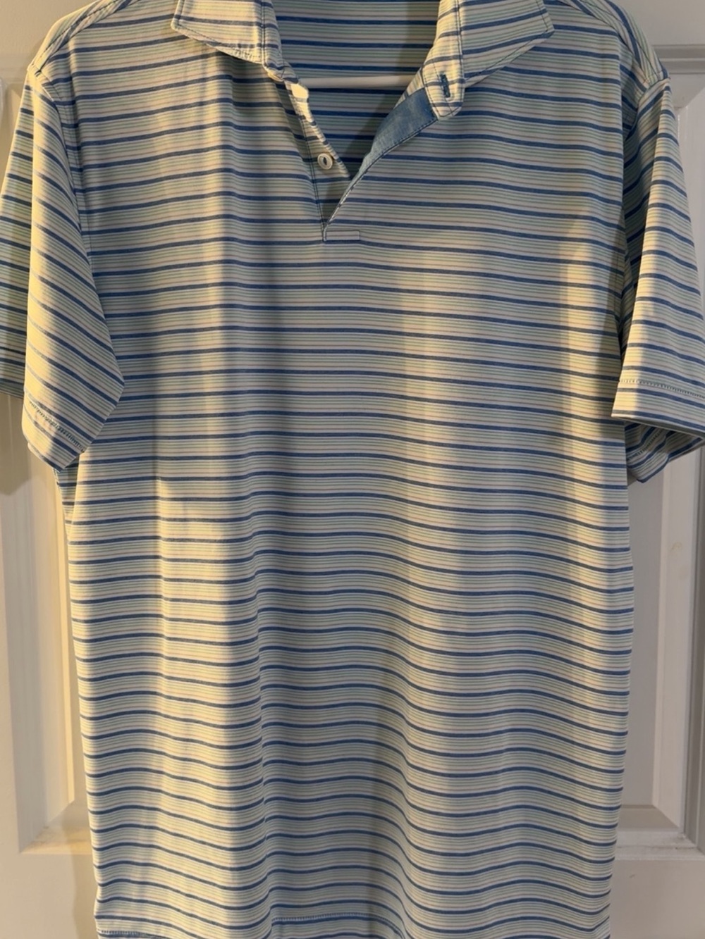 Peter Millar Blue and White Striped Polo